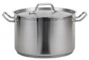 Stock pot, 16 qt with cover, S/S w/ clad bottom