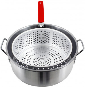 10.5 qt Aluminum fry pot with basket