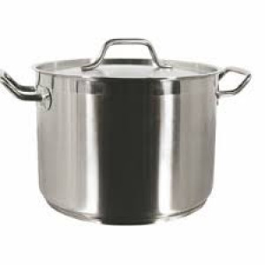 Stock pot, 20 qt with cover, S/S w/ clad bottom