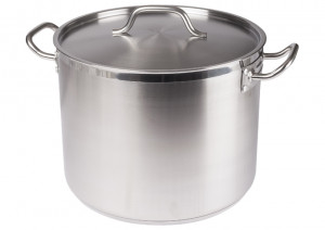Stock pot, 24 qt with cover, S/S w/ clad bottom