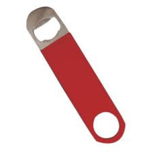 S/S Flat Bottle opener with red handle