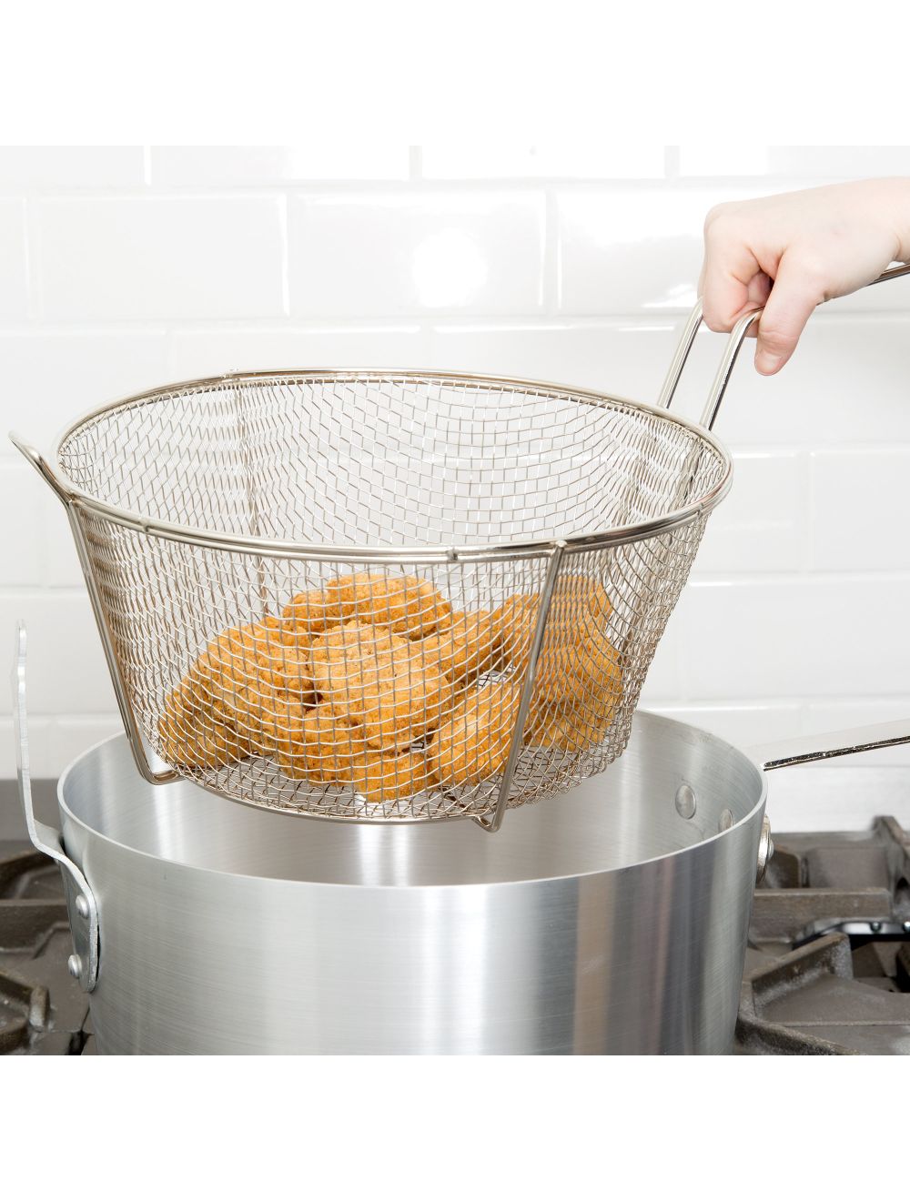 Round Mesh Fryer Basket, 9.5 diameter